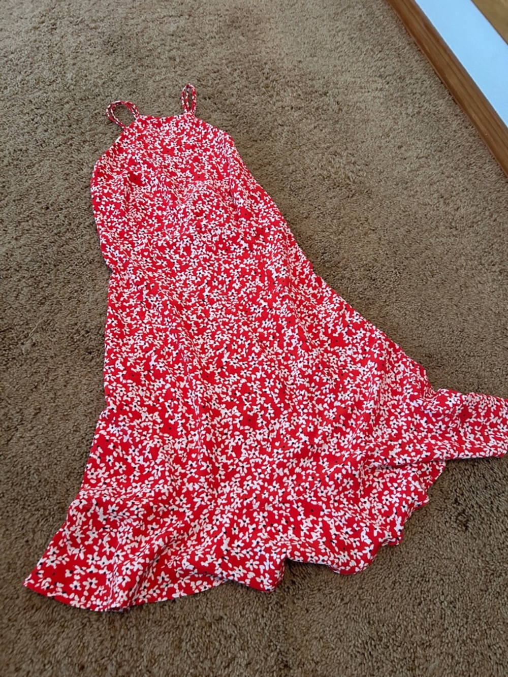 Red and White Floral Dress